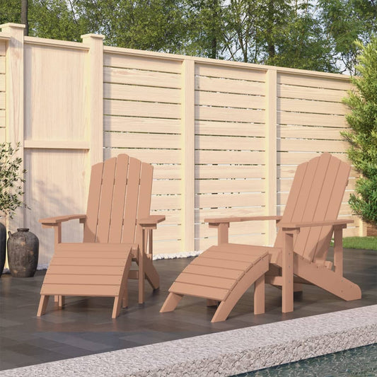 Tuinstoelen 2 st Adirondack met voetensteunen HDPE bruin is nu te koop bij PeponiXL, paradijselijk wonen!