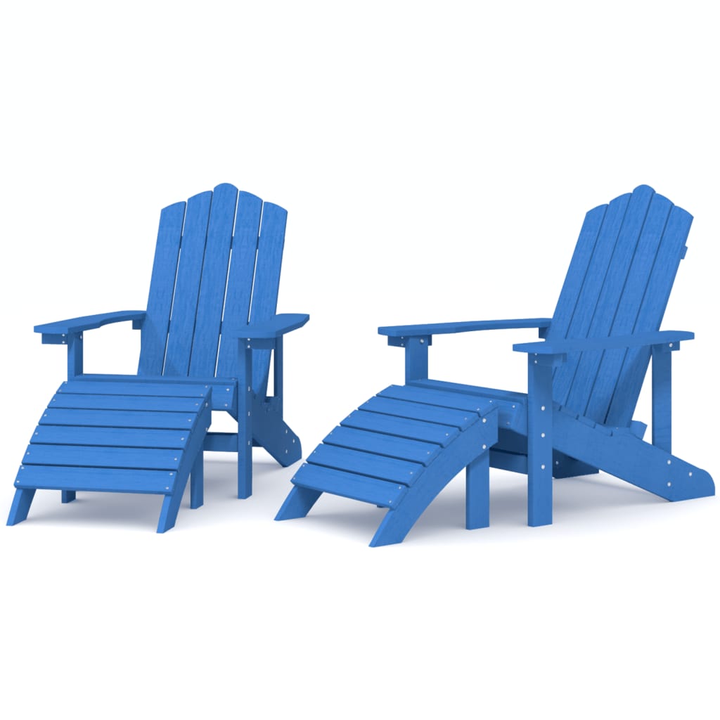 Tuinstoelen 2 st Adirondack met voetensteunen HDPE aquablauw is nu te koop bij PeponiXL, paradijselijk wonen!