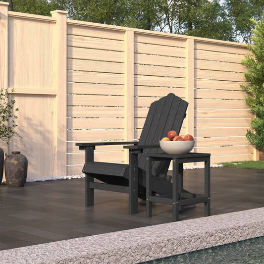 Tuinstoel Adirondack met tafel HDPE antracietkleurig is nu te koop bij PeponiXL, paradijselijk wonen!