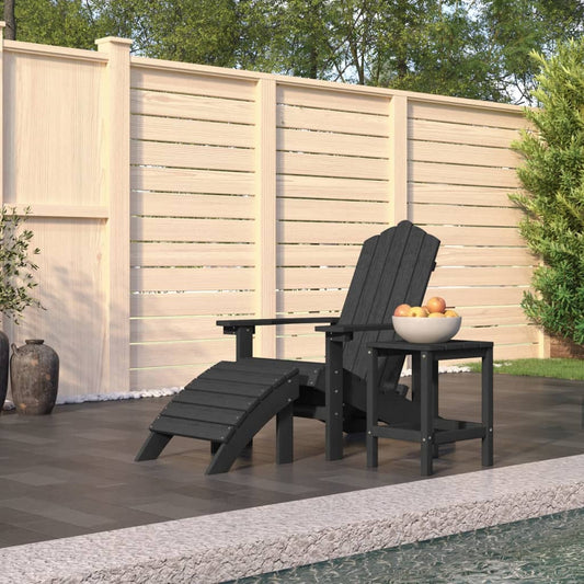 Tuinstoel Adirondack met voetenbank tafel HDPE antracietkleurig is nu te koop bij PeponiXL, paradijselijk wonen!
