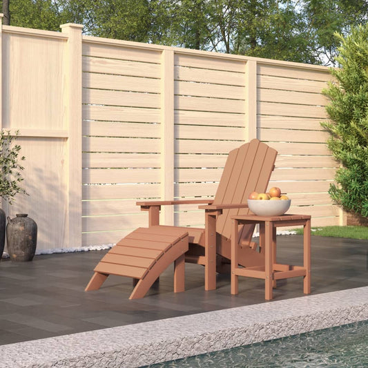 Tuinstoel Adirondack met voetenbank en tafel HDPE bruin is nu te koop bij PeponiXL, paradijselijk wonen!