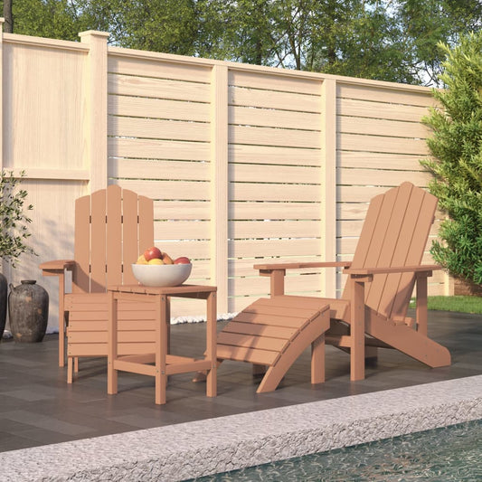 Tuinstoelen Adirondack met voetenbank en tafel HDPE bruin is nu te koop bij PeponiXL, paradijselijk wonen!