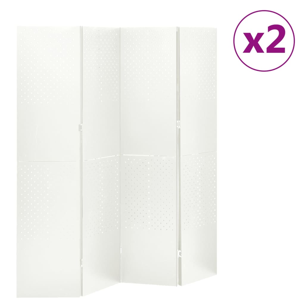 Kamerschermen 2 st met 4 panelen 160x180 cm staal wit is nu te koop bij PeponiXL, paradijselijk wonen!