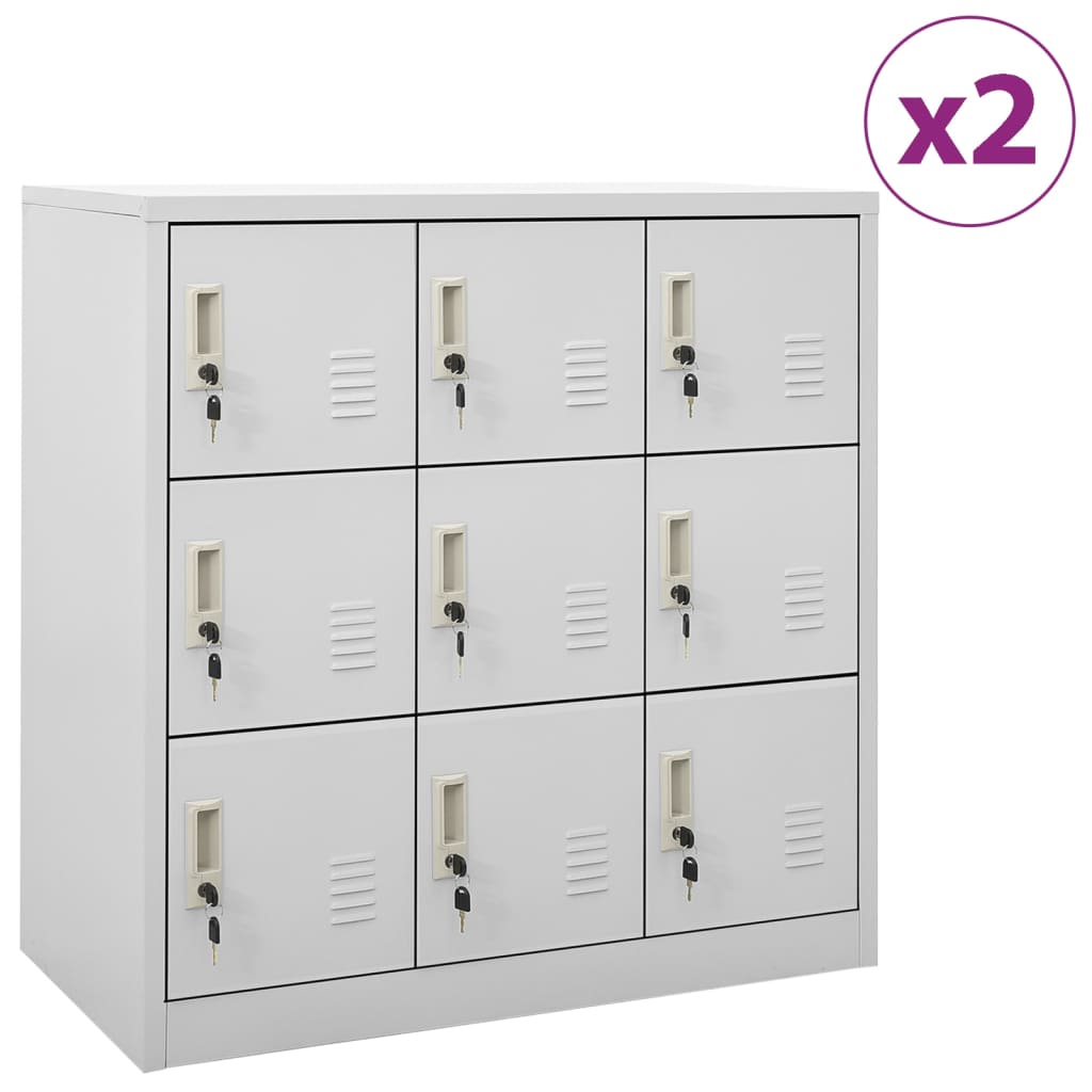 Lockerkasten 2 st 90x45x92,5 cm staal lichtgrijs is nu te koop bij PeponiXL, paradijselijk wonen!