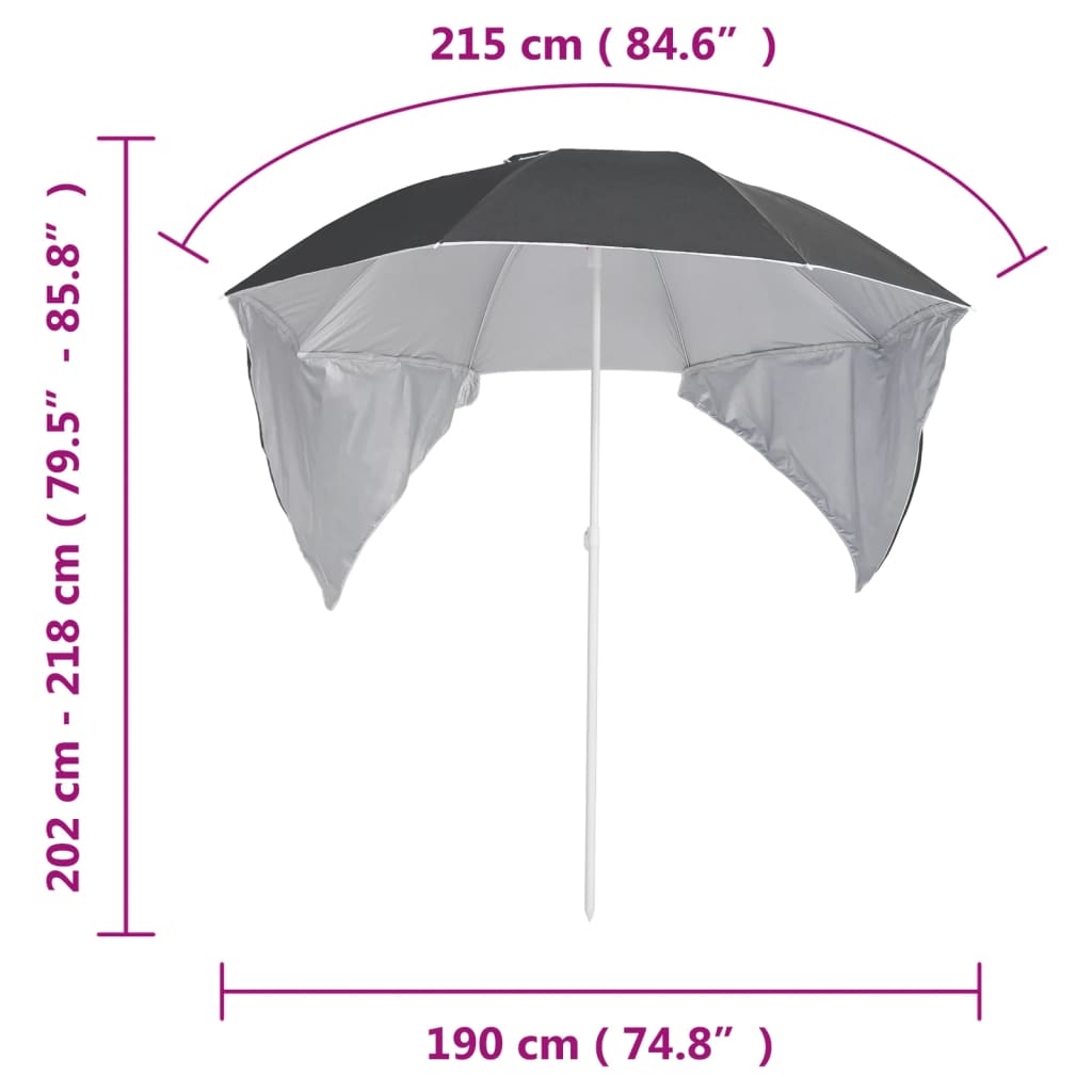 Strandparasol met zijwanden 215 cm antracietkleurig is nu te koop bij PeponiXL, paradijselijk wonen!