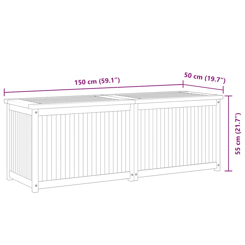 Tuinbox 150x50x55 cm massief teakhout is nu te koop bij PeponiXL, paradijselijk wonen!