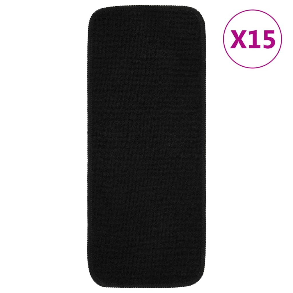 Trapmatten 15 st anti-slip rechthoekig 60x25 cm zwart is nu te koop bij PeponiXL, paradijselijk wonen!