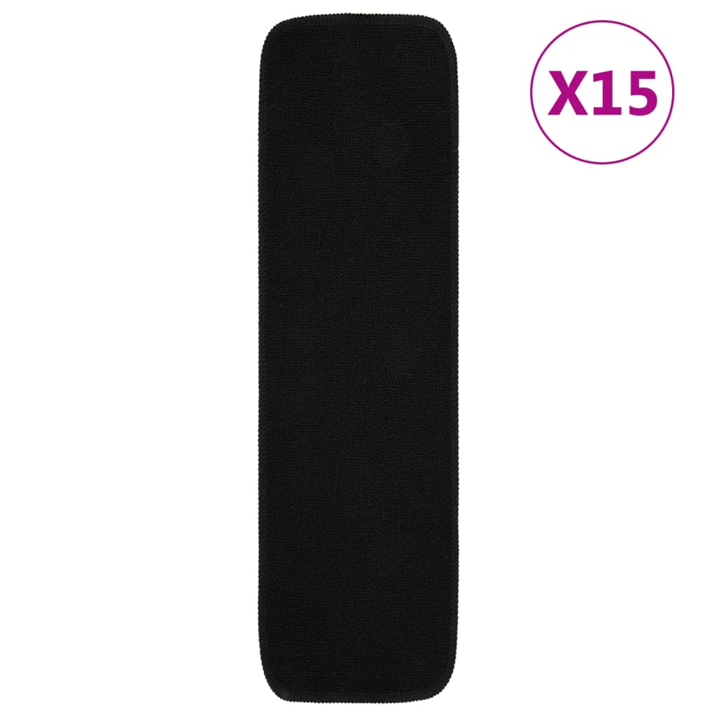 Trapmatten 15 st anti-slip rechthoekig 75x20 cm zwart is nu te koop bij PeponiXL, paradijselijk wonen!