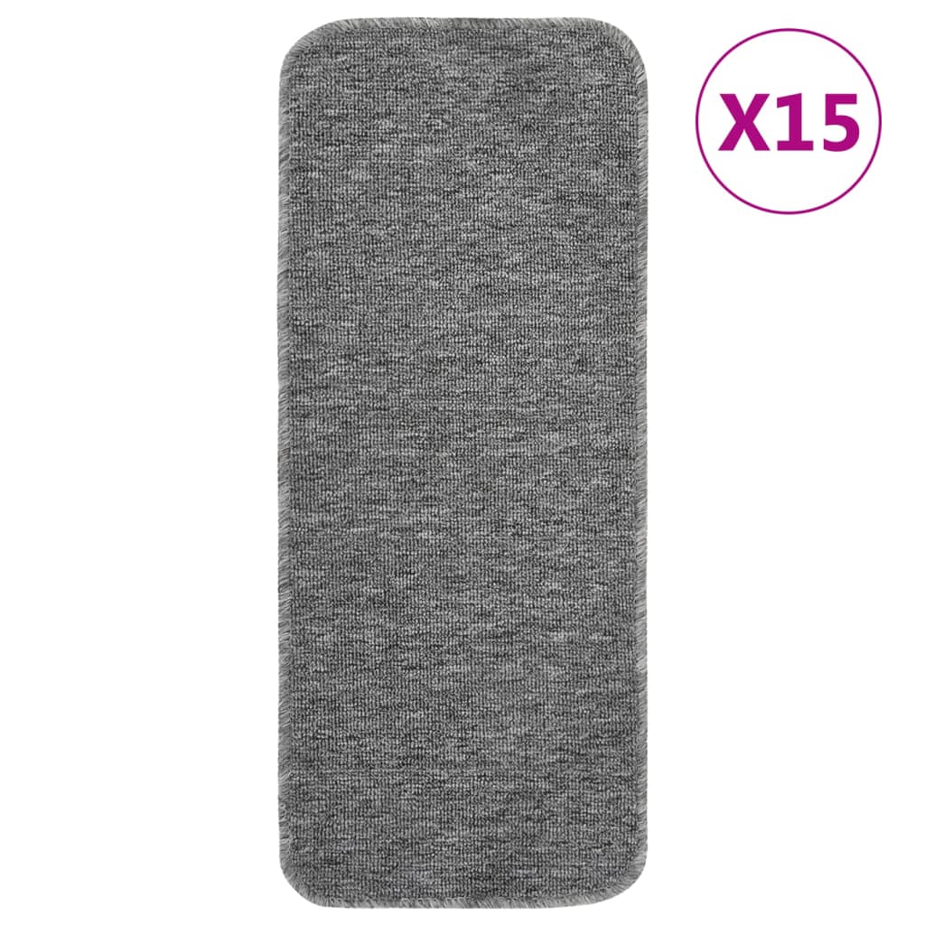 Trapmatten 15 st anti-slip rechthoekig 60x25 cm grijs is nu te koop bij PeponiXL, paradijselijk wonen!