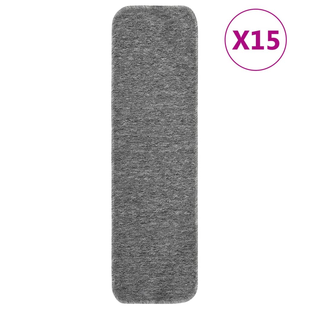 Trapmatten 15 st anti-slip rechthoekig 75x20 cm grijs is nu te koop bij PeponiXL, paradijselijk wonen!