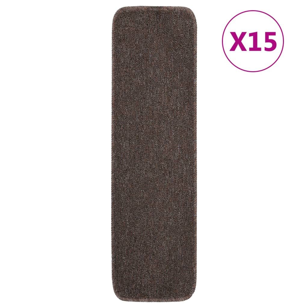 Trapmatten 15 st anti-slip rechthoekig 75x20 cm bruin is nu te koop bij PeponiXL, paradijselijk wonen!