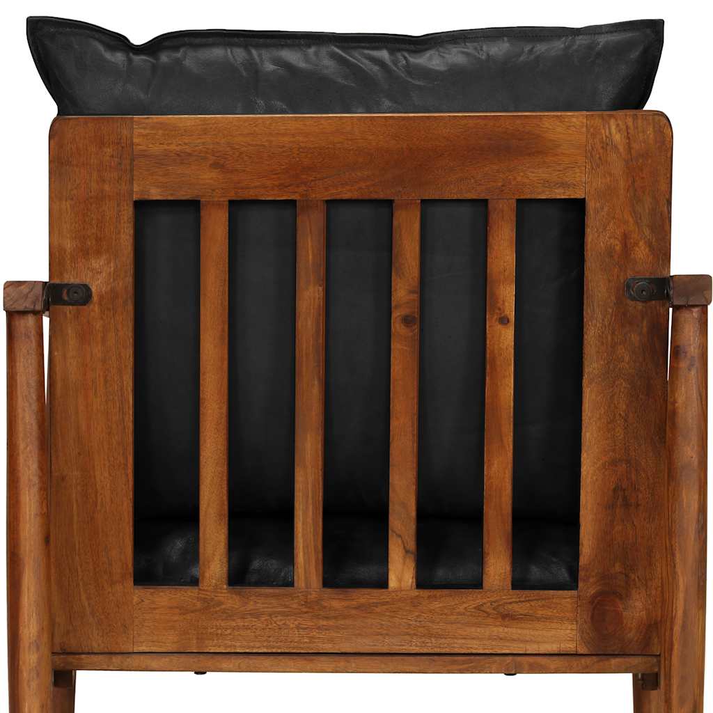 Fauteuil echt leer en massief acaciahout is nu te koop bij PeponiXL, paradijselijk wonen!
