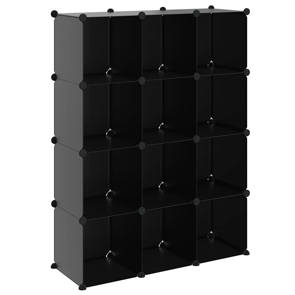 Opbergmeubel met 12 vakken polypropeen zwart is nu te koop bij PeponiXL, paradijselijk wonen!