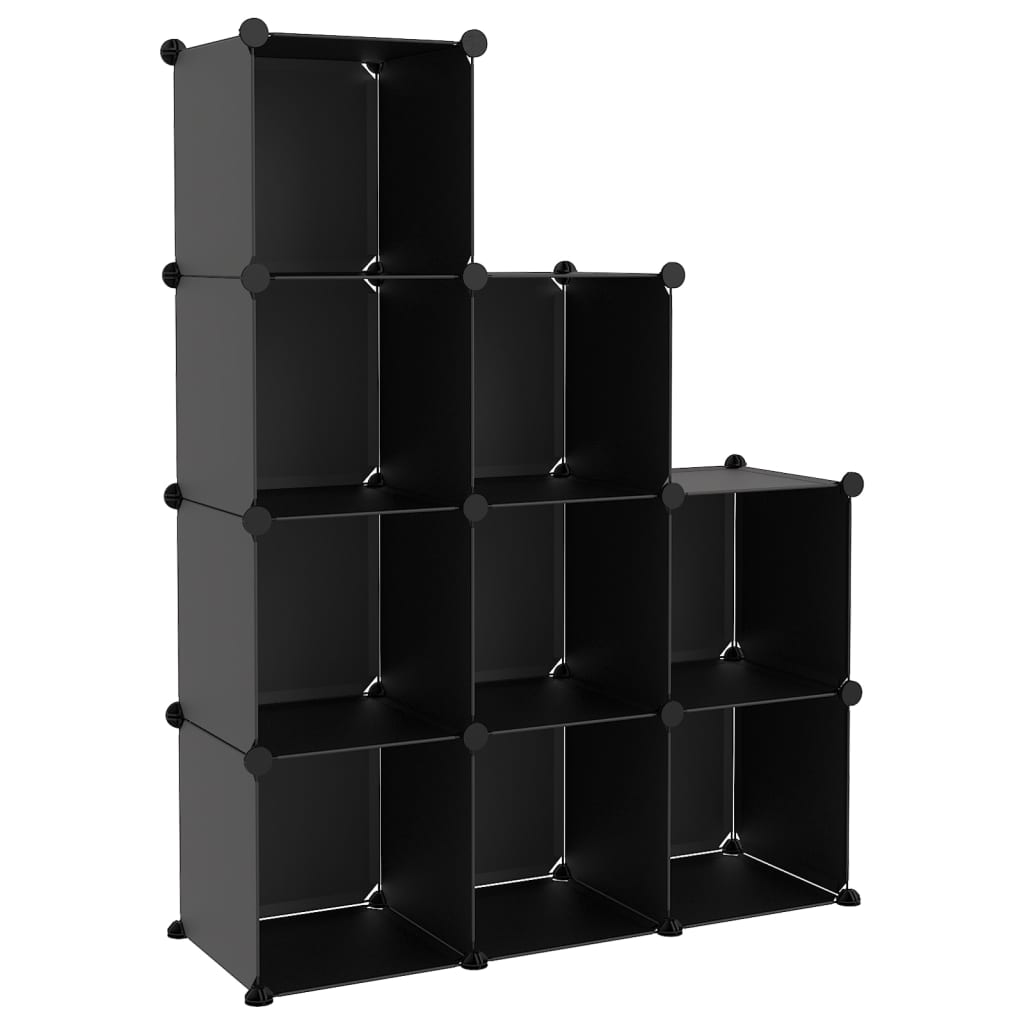 Opbergmeubel met 9 vakken polypropeen zwart is nu te koop bij PeponiXL, paradijselijk wonen!