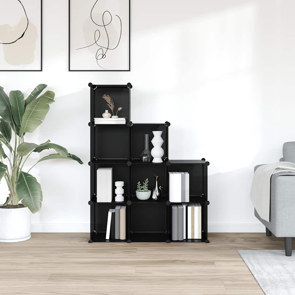 Opbergmeubel met 9 vakken polypropeen zwart is nu te koop bij PeponiXL, paradijselijk wonen!