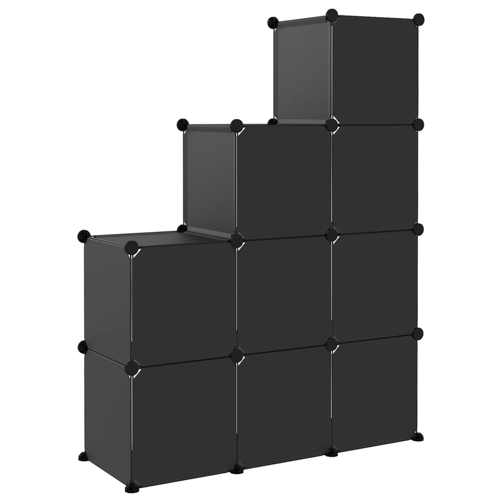Opbergmeubel met 9 vakken polypropeen zwart is nu te koop bij PeponiXL, paradijselijk wonen!