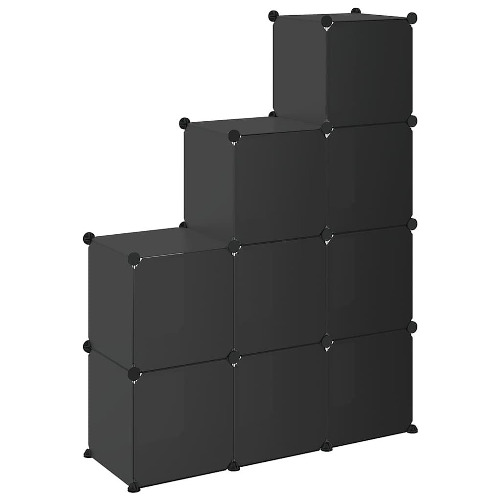Opbergmeubel met 9 vakken polypropeen zwart is nu te koop bij PeponiXL, paradijselijk wonen!