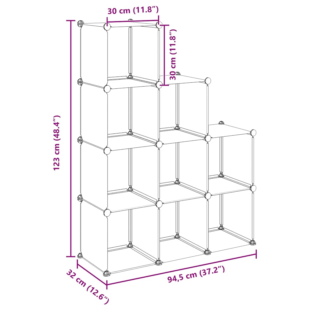 Opbergmeubel met 9 vakken polypropeen zwart is nu te koop bij PeponiXL, paradijselijk wonen!