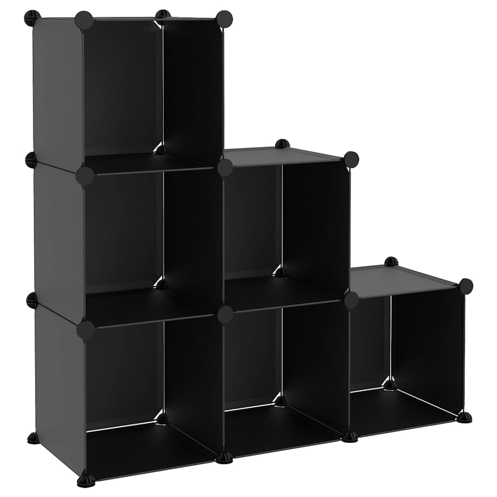 Opbergmeubel met 6 vakken polypropeen zwart is nu te koop bij PeponiXL, paradijselijk wonen!