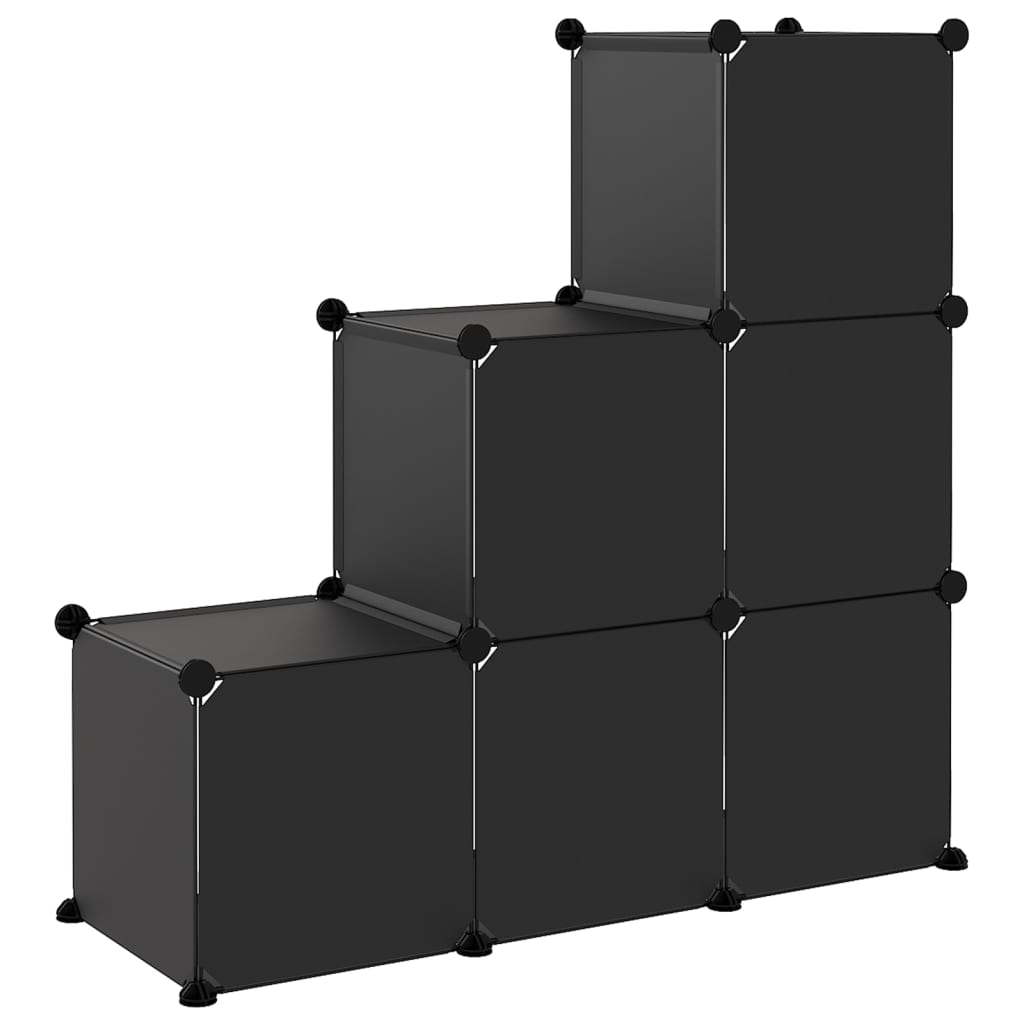 Opbergmeubel met 6 vakken polypropeen zwart is nu te koop bij PeponiXL, paradijselijk wonen!