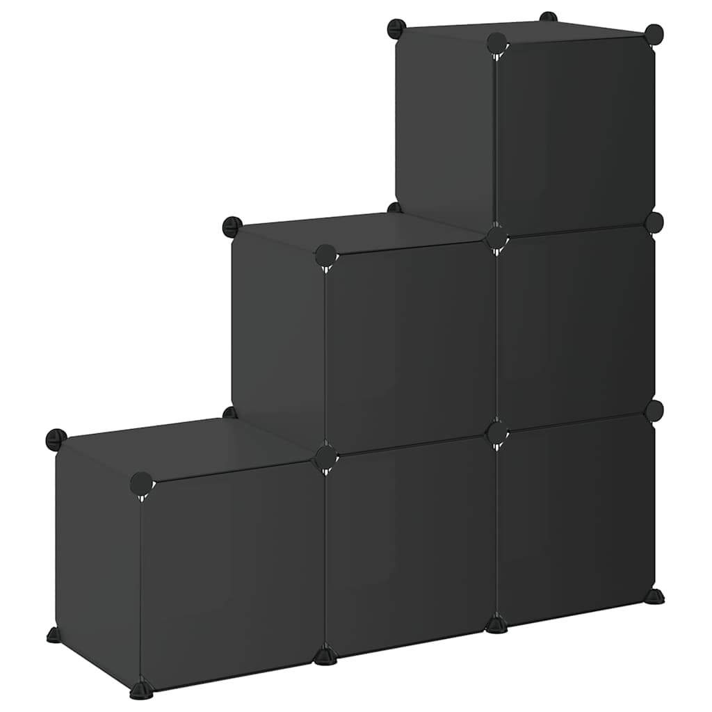 Opbergmeubel met 6 vakken polypropeen zwart is nu te koop bij PeponiXL, paradijselijk wonen!