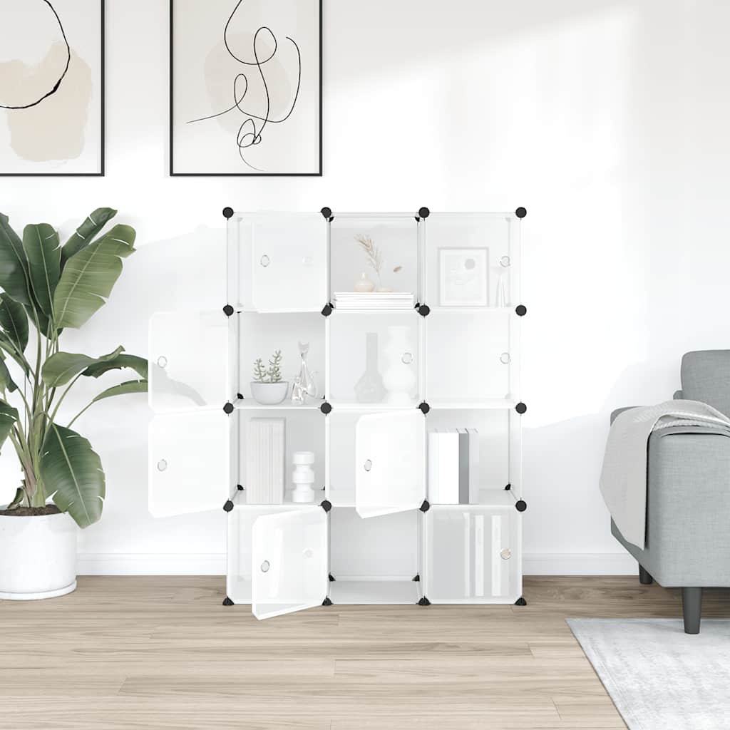 Opbergkubus organizer met 12 kubussen en deuren transparant PP is nu te koop bij PeponiXL, paradijselijk wonen!