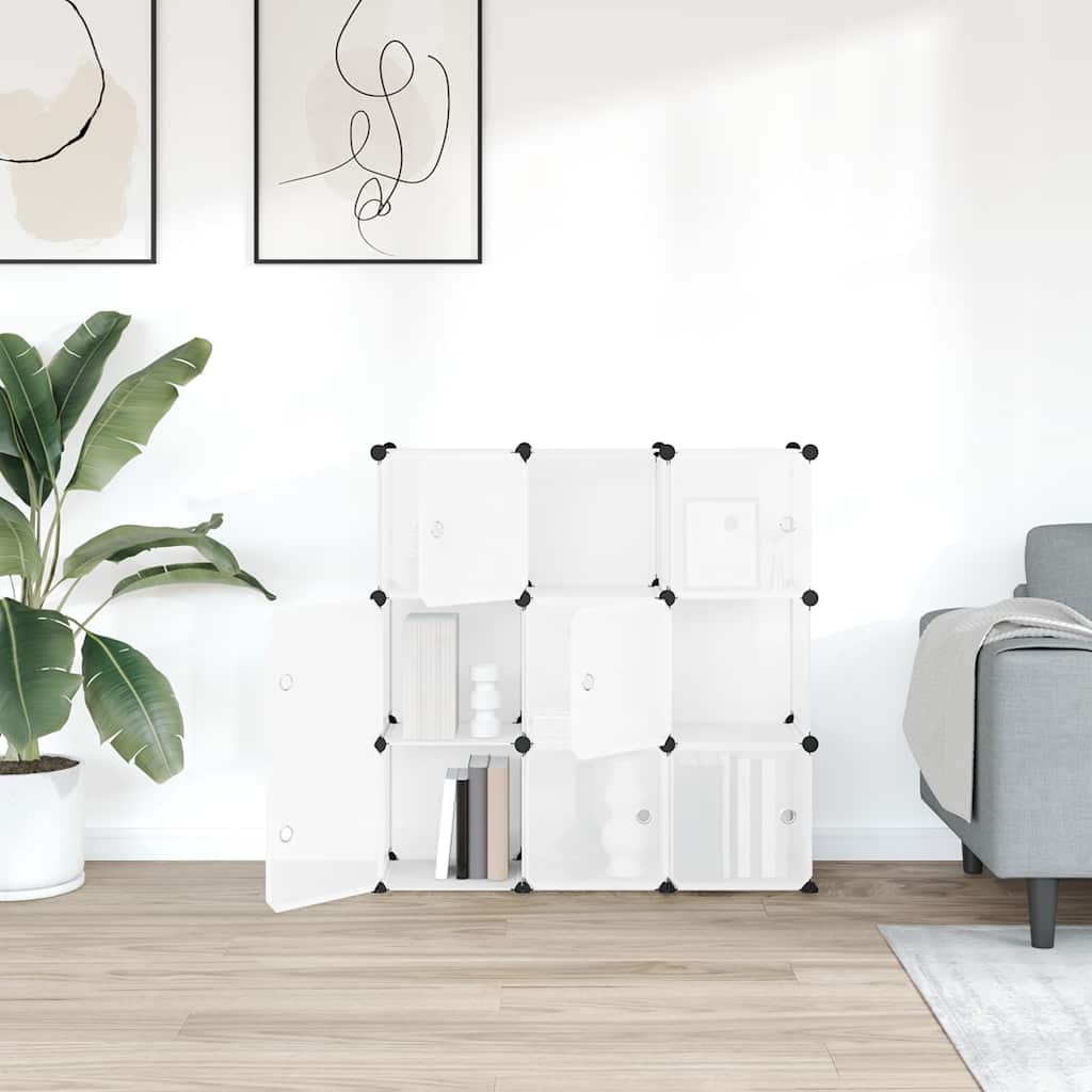 Opbergkubus organizer met 9 kubussen en deuren transparant PP is nu te koop bij PeponiXL, paradijselijk wonen!