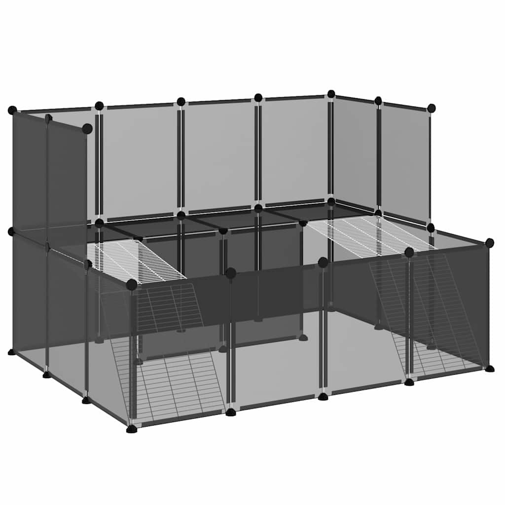 Dierenhok klein 143x107x93 polypropeen en staal zwart is nu te koop bij PeponiXL, paradijselijk wonen!