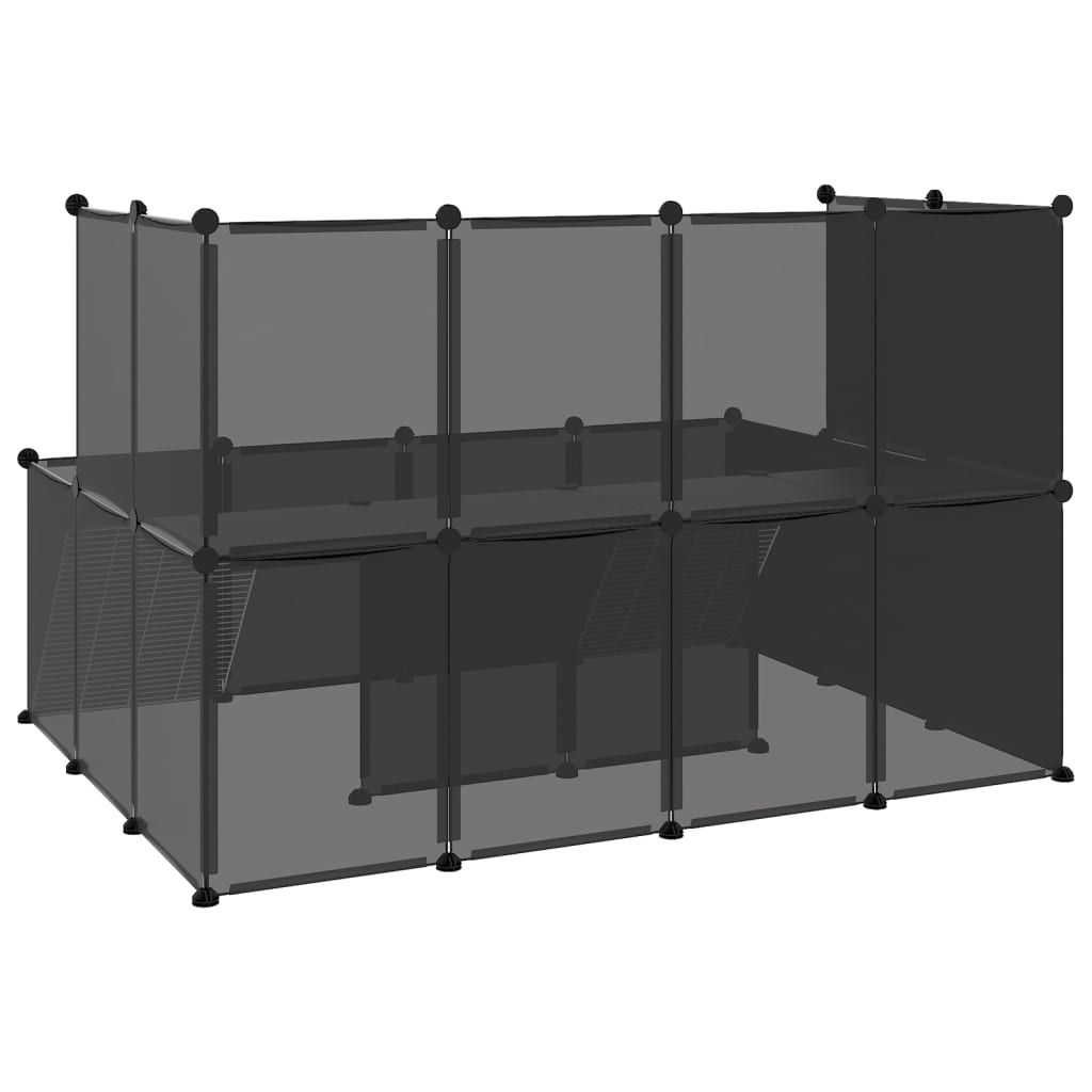 Dierenhok klein 143x107x93 polypropeen en staal zwart is nu te koop bij PeponiXL, paradijselijk wonen!