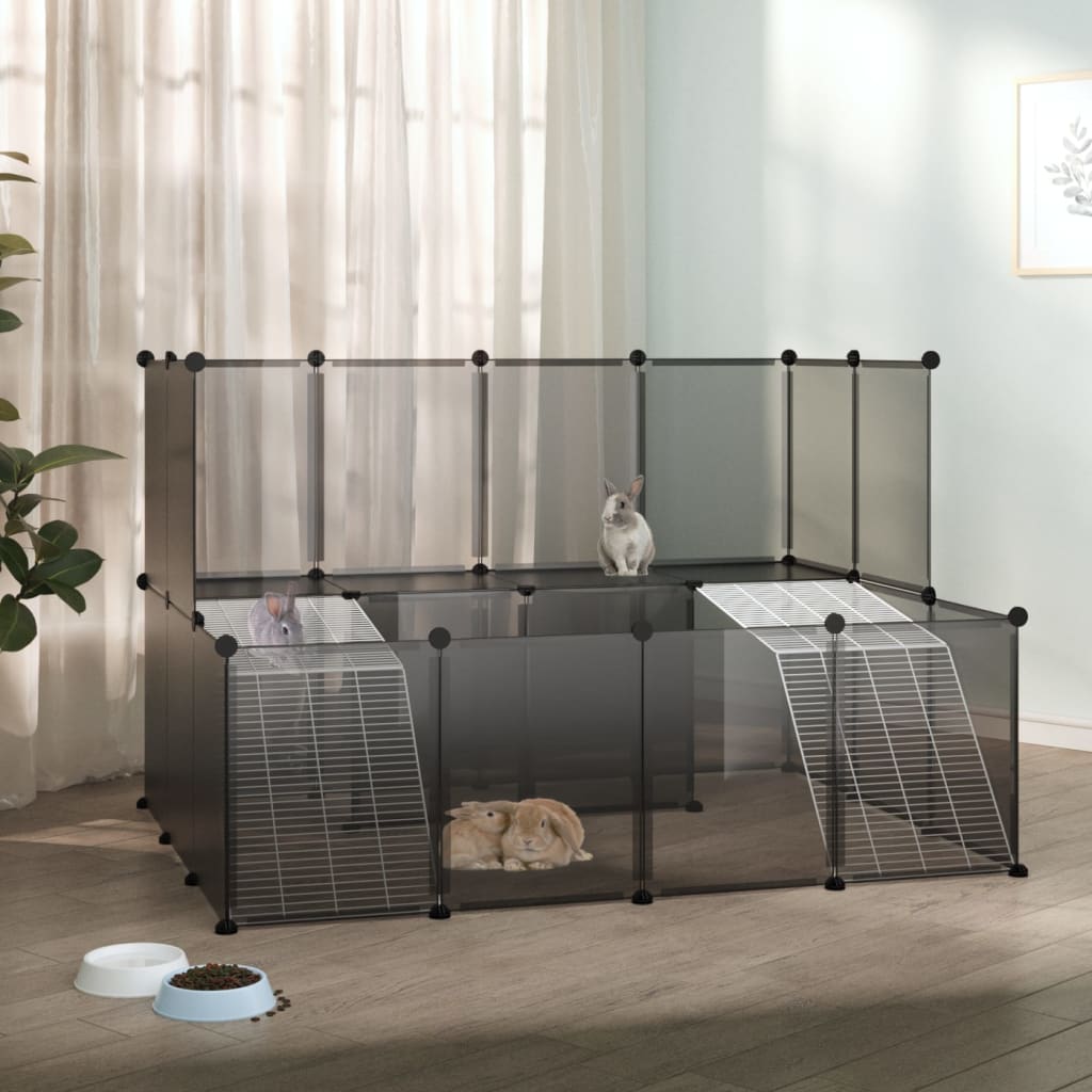 Dierenhok klein 143x107x93 polypropeen en staal zwart is nu te koop bij PeponiXL, paradijselijk wonen!
