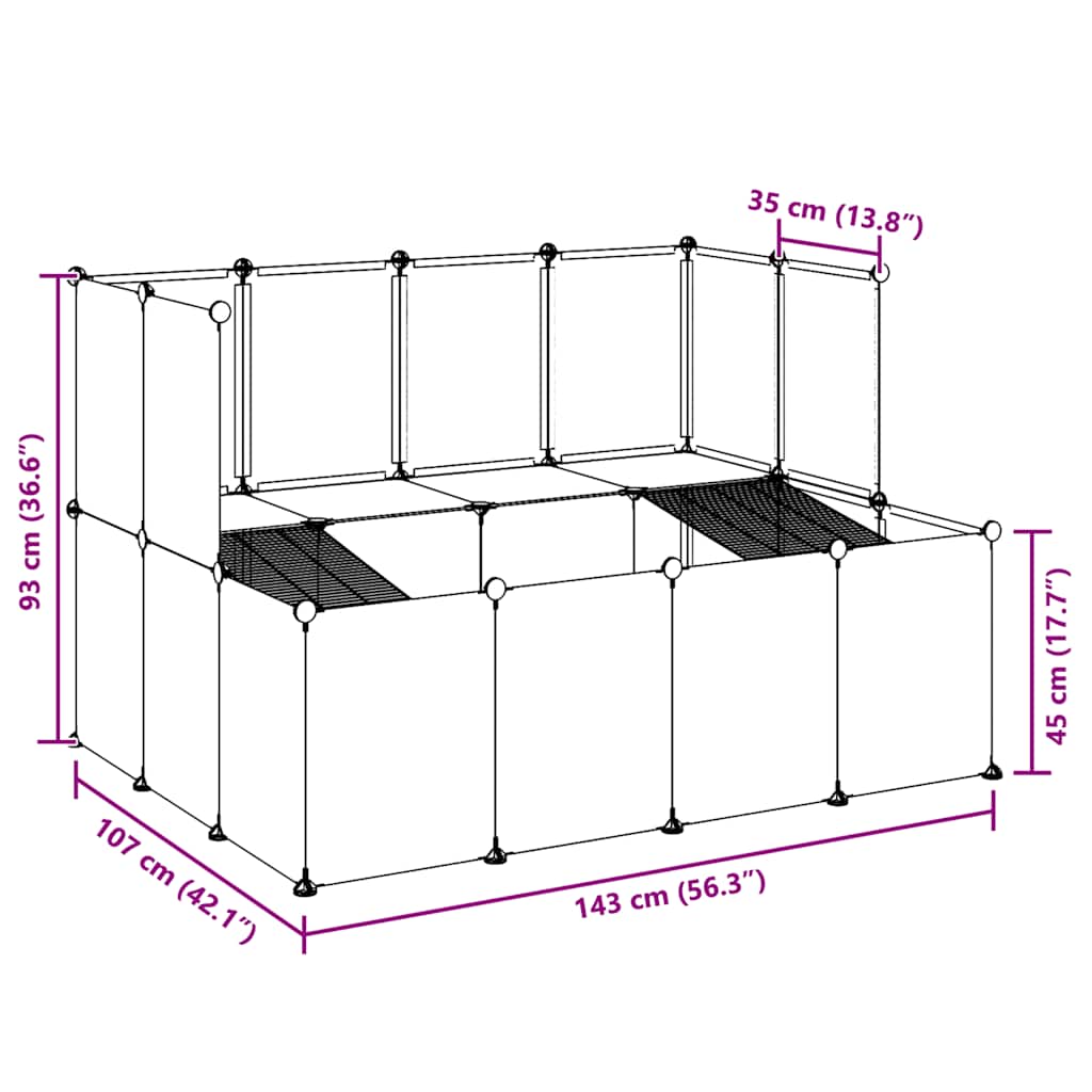 Dierenhok klein 143x107x93 cm polypropeen en staal transparant is nu te koop bij PeponiXL, paradijselijk wonen!