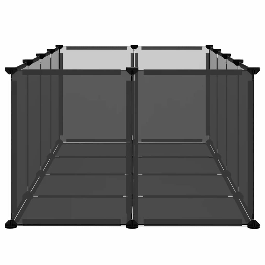 Dierenhok klein 144x74x46,5 cm polypropeen en staal zwart is nu te koop bij PeponiXL, paradijselijk wonen!