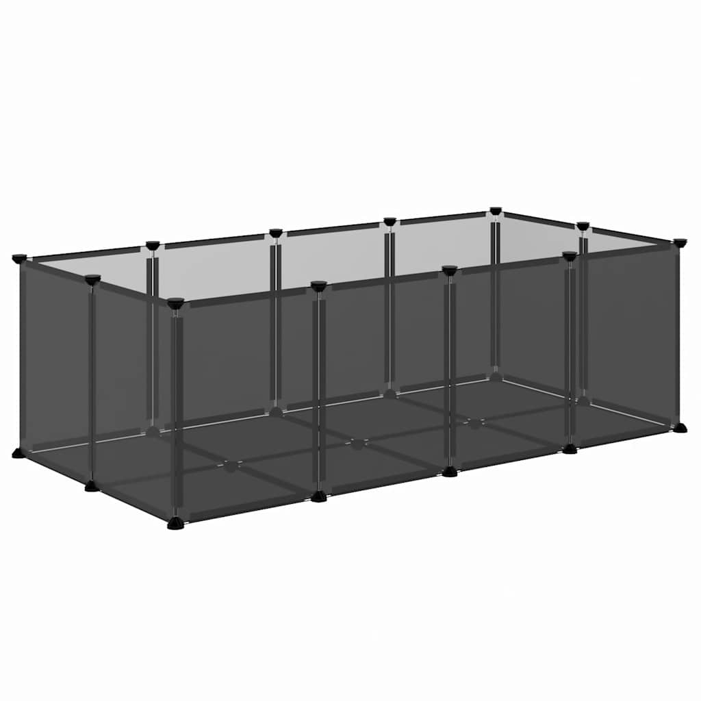Dierenhok klein 144x74x46,5 cm polypropeen en staal zwart is nu te koop bij PeponiXL, paradijselijk wonen!