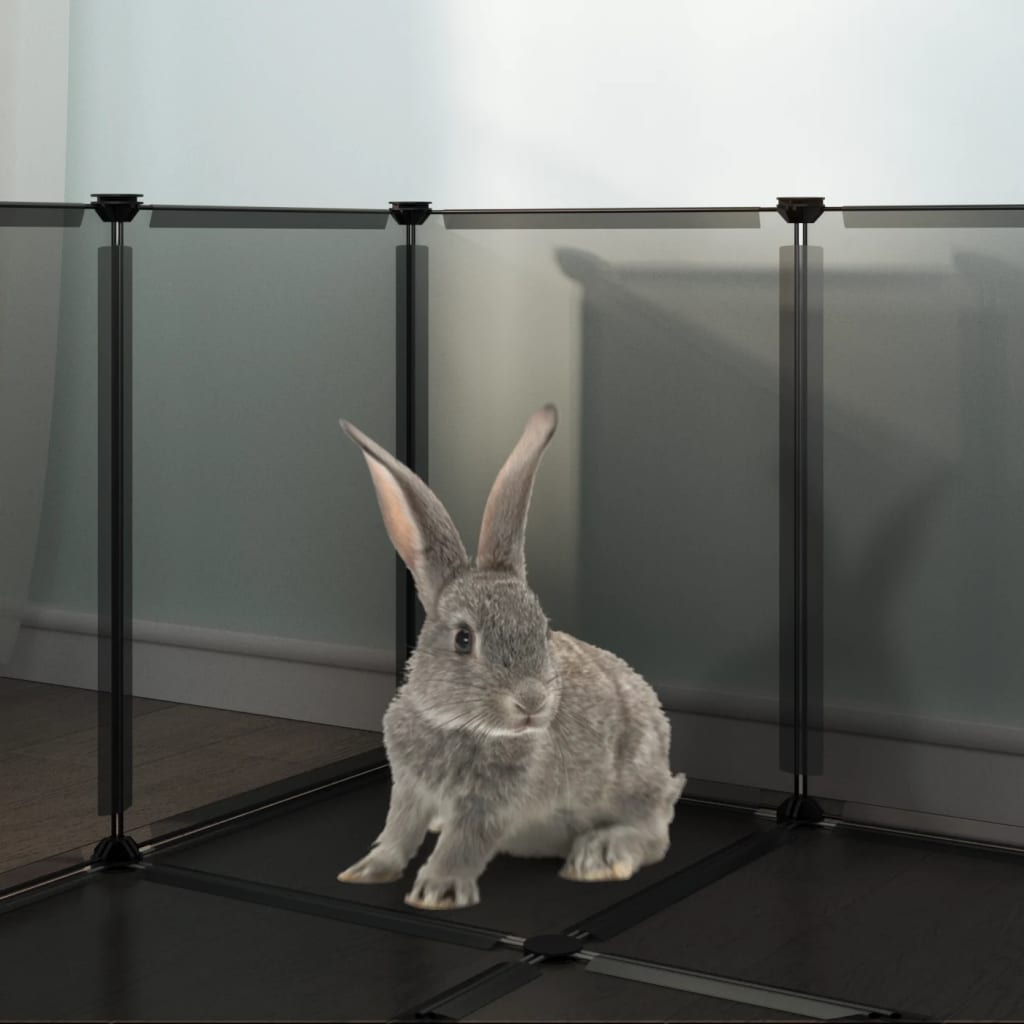 Dierenhok klein 144x74x46,5 cm polypropeen en staal zwart is nu te koop bij PeponiXL, paradijselijk wonen!