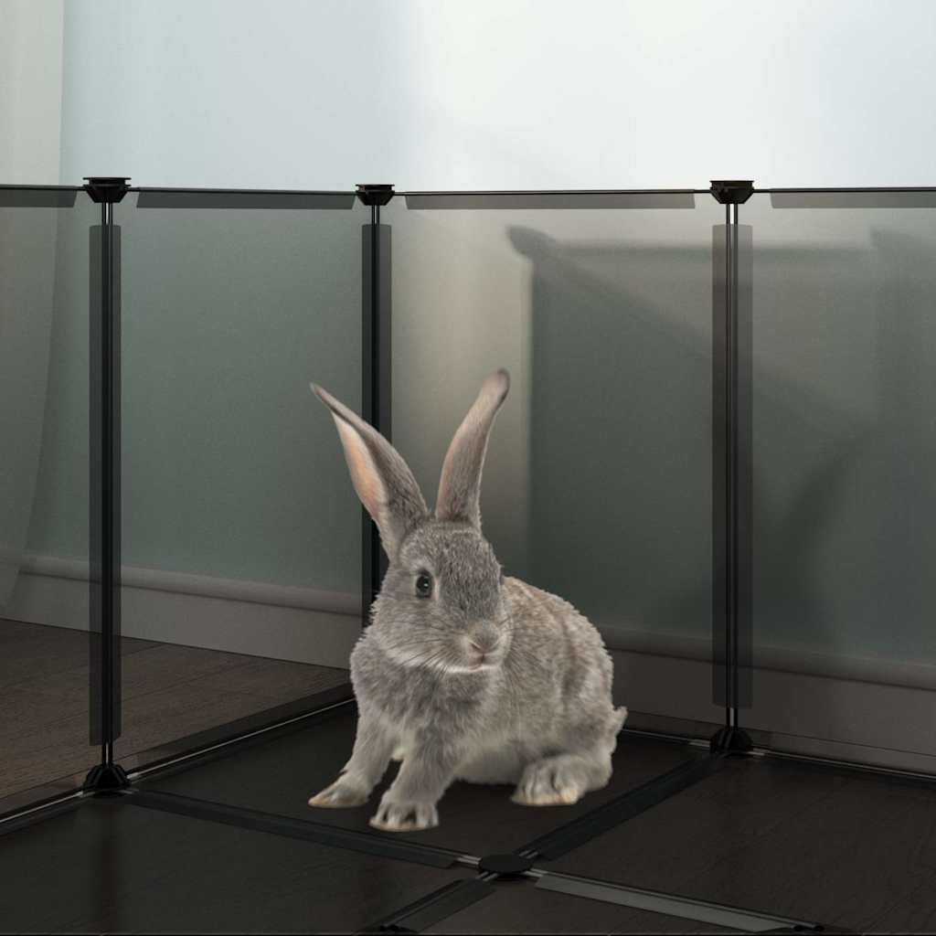 Dierenhok klein 144x74x46,5 cm polypropeen en staal zwart is nu te koop bij PeponiXL, paradijselijk wonen!