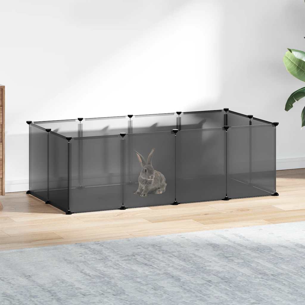 Dierenhok klein 144x74x46,5 cm polypropeen en staal zwart is nu te koop bij PeponiXL, paradijselijk wonen!