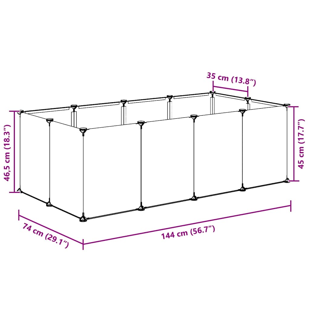 Dierenhok klein 144x74x46,5 cm polypropeen en staal transparant is nu te koop bij PeponiXL, paradijselijk wonen!