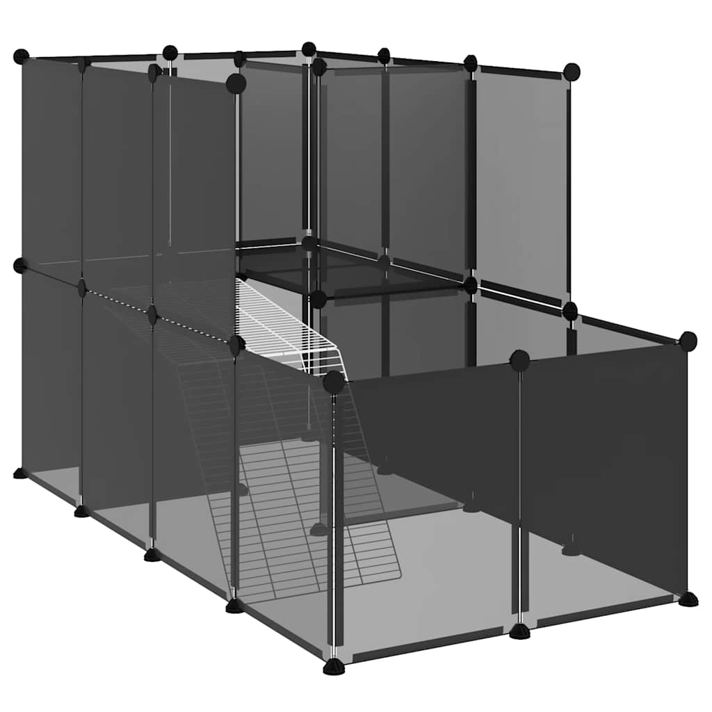 Dierenhok klein 142x74x93 cm polypropeen en staal zwart is nu te koop bij PeponiXL, paradijselijk wonen!