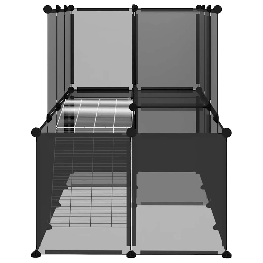 Dierenhok klein 142x74x93 cm polypropeen en staal zwart is nu te koop bij PeponiXL, paradijselijk wonen!
