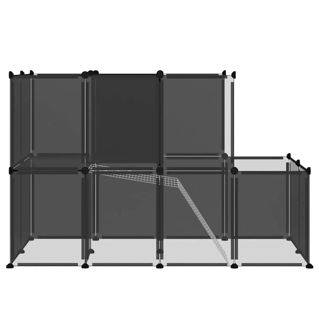 Dierenhok klein 142x74x93 cm polypropeen en staal zwart is nu te koop bij PeponiXL, paradijselijk wonen!