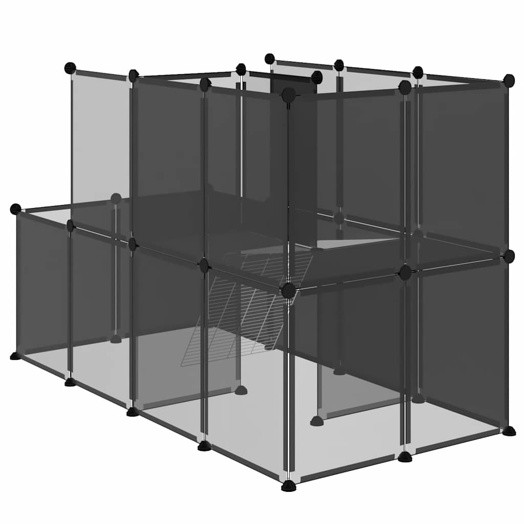 Dierenhok klein 142x74x93 cm polypropeen en staal zwart is nu te koop bij PeponiXL, paradijselijk wonen!
