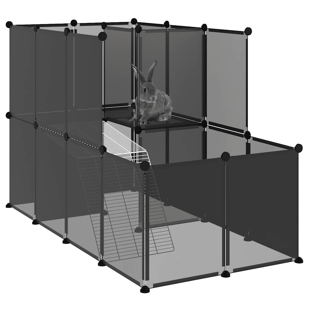 Dierenhok klein 142x74x93 cm polypropeen en staal zwart is nu te koop bij PeponiXL, paradijselijk wonen!
