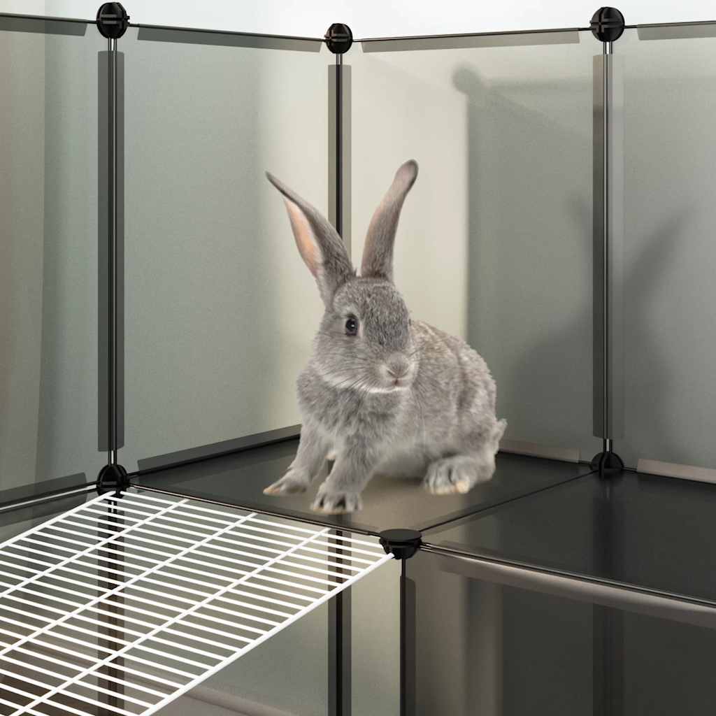 Dierenhok klein 142x74x93 cm polypropeen en staal zwart is nu te koop bij PeponiXL, paradijselijk wonen!