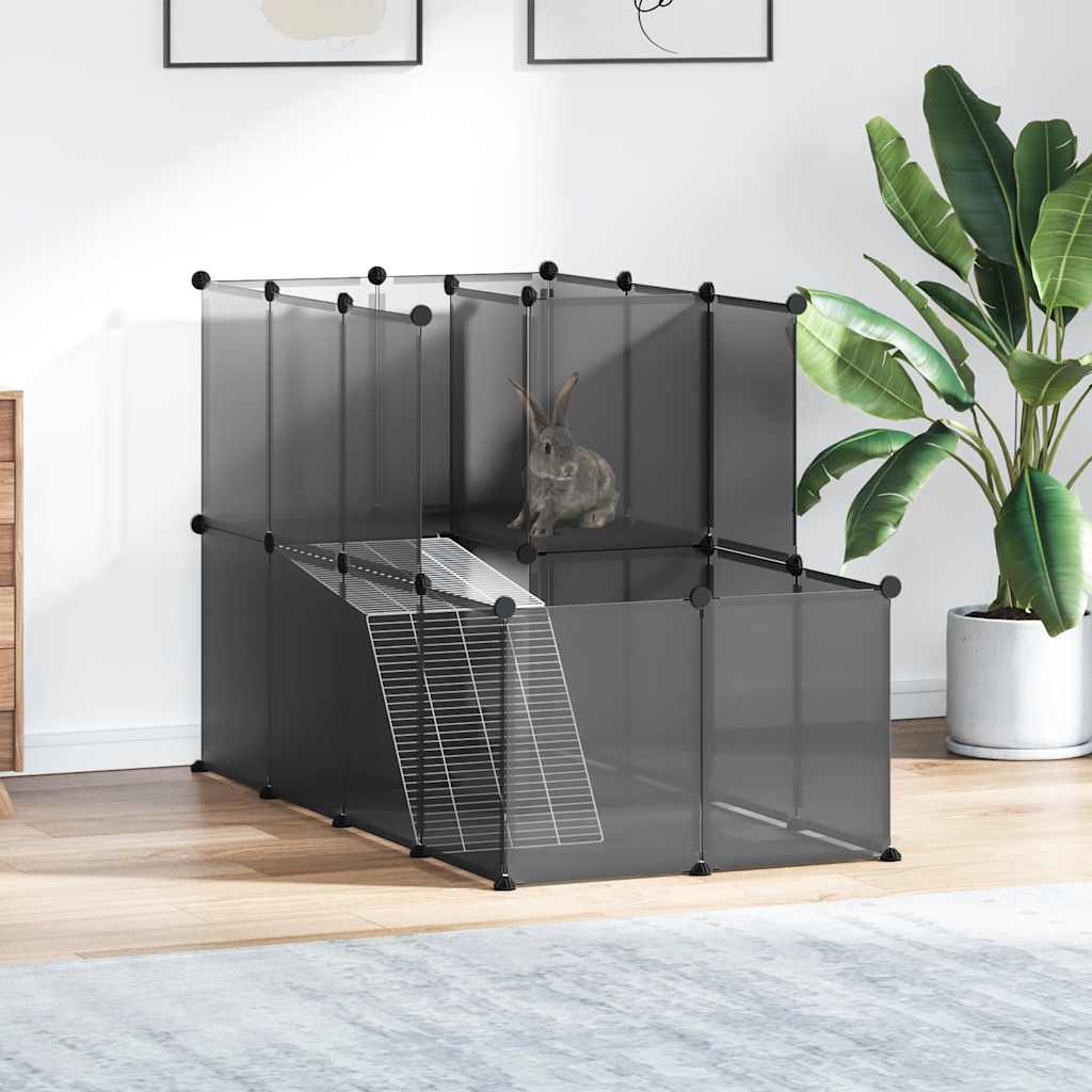Dierenhok klein 142x74x93 cm polypropeen en staal zwart is nu te koop bij PeponiXL, paradijselijk wonen!