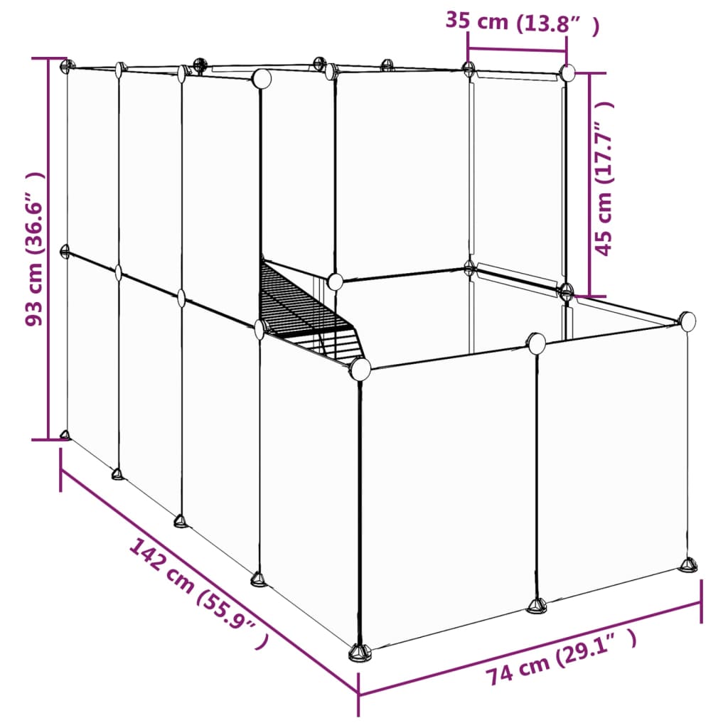 Dierenhok klein 142x74x93 cm polypropeen en staal transparant is nu te koop bij PeponiXL, paradijselijk wonen!