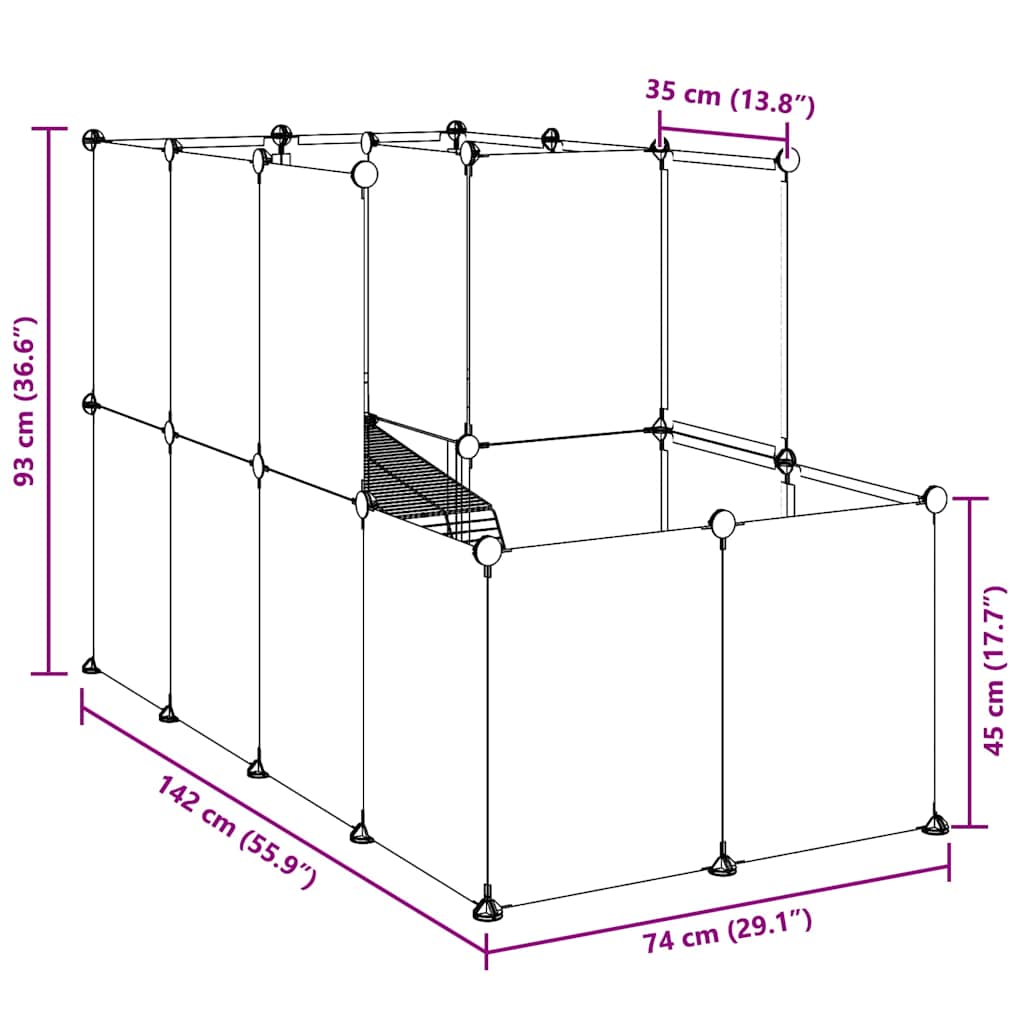 Dierenhok klein 142x74x93 cm polypropeen en staal transparant is nu te koop bij PeponiXL, paradijselijk wonen!