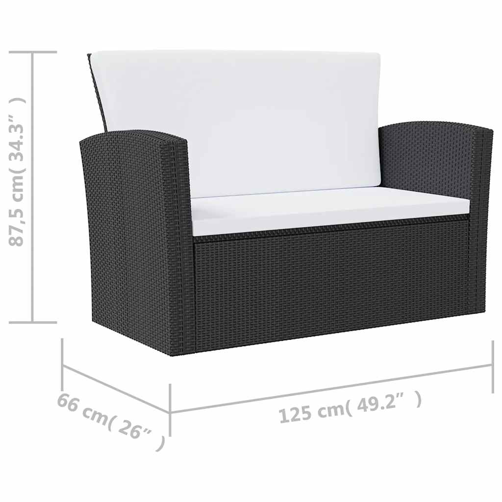8-delige Loungeset met kussens poly rattan zwart is nu te koop bij PeponiXL, paradijselijk wonen!