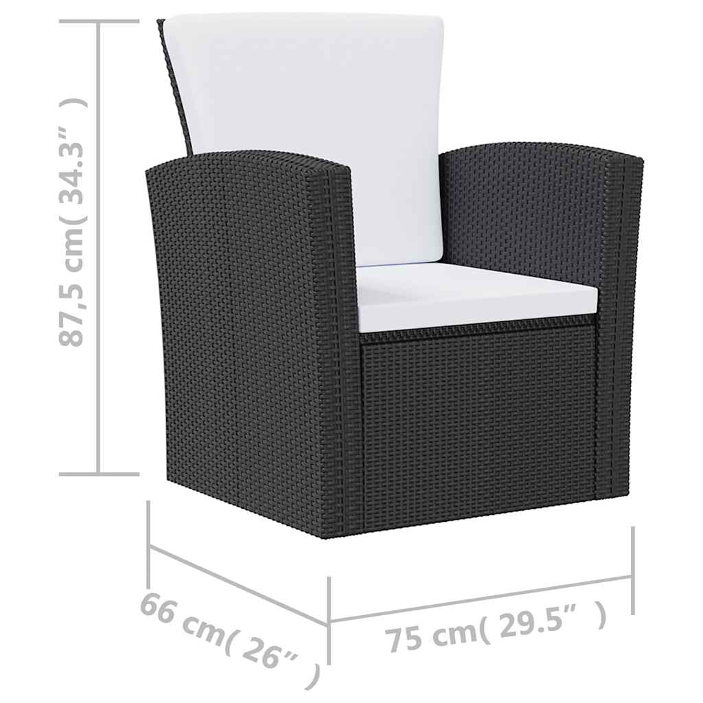 8-delige Loungeset met kussens poly rattan zwart is nu te koop bij PeponiXL, paradijselijk wonen!