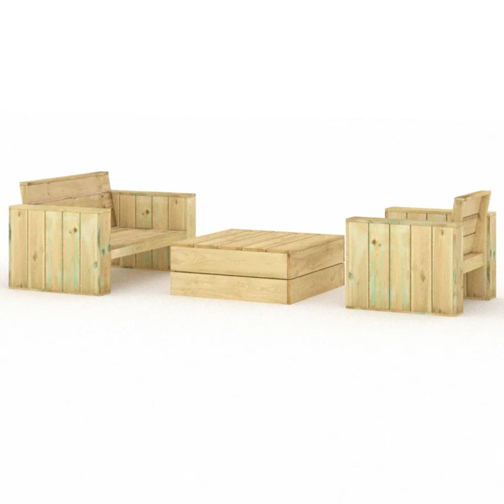 3-delige Loungeset geïmpregneerd massief grenenhout is nu te koop bij PeponiXL, paradijselijk wonen!