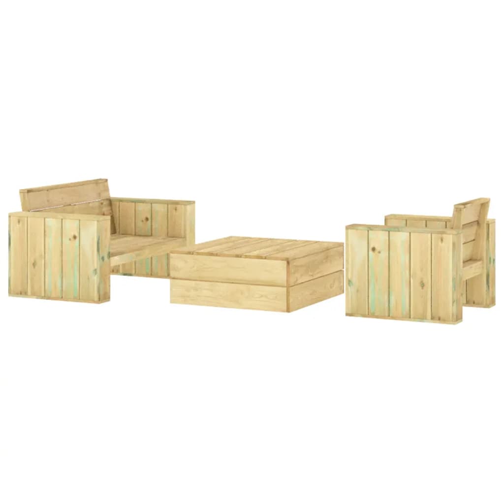 3-delige Loungeset geïmpregneerd massief grenenhout is nu te koop bij PeponiXL, paradijselijk wonen!